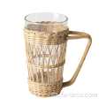 Copa de agua de vidrio creativo retro creativo de Rattan coreano hecho a mano